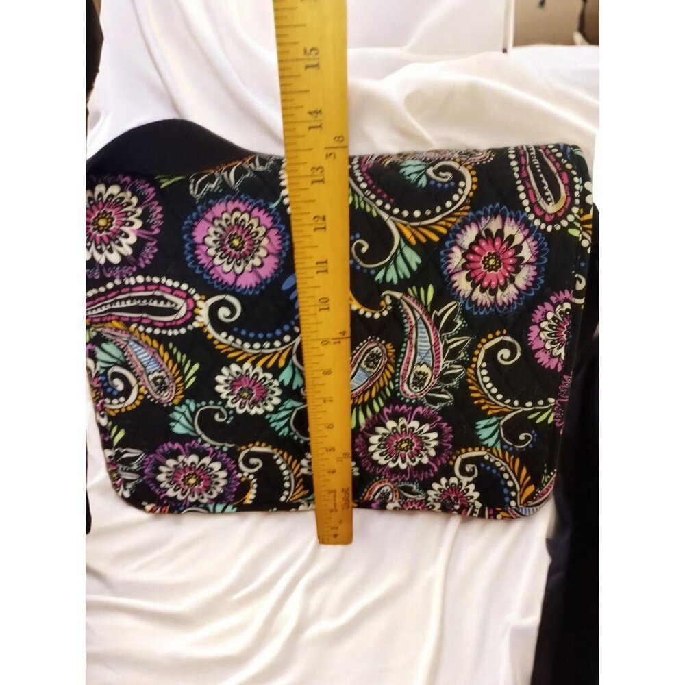 Vera Bradley Black Paisley Foldover Laptop Book Bag. - Picture 11 of 16